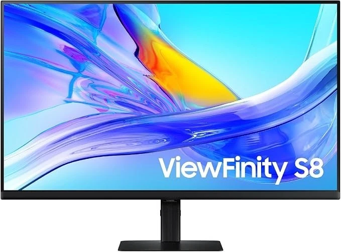 Samsung ViewFinity S8 Monitor, 32-inch UHD HDR, Height/Pivot/Swivel/Tilt Adjustable, USB-C & HDMI & DisplayPort, Black (LS32B800PXMXUE)